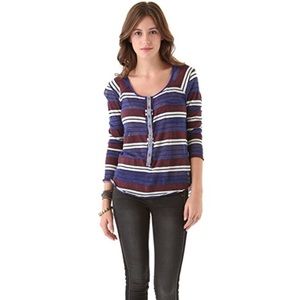Free People Old School Striped Henley Top